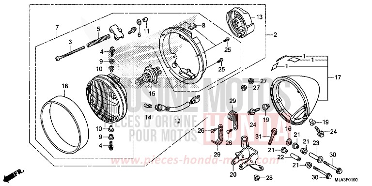 SCHEINWERFER (VT750C/CA/CS) von Shadow INDY GRAY METALLIC (NH431) von 2013