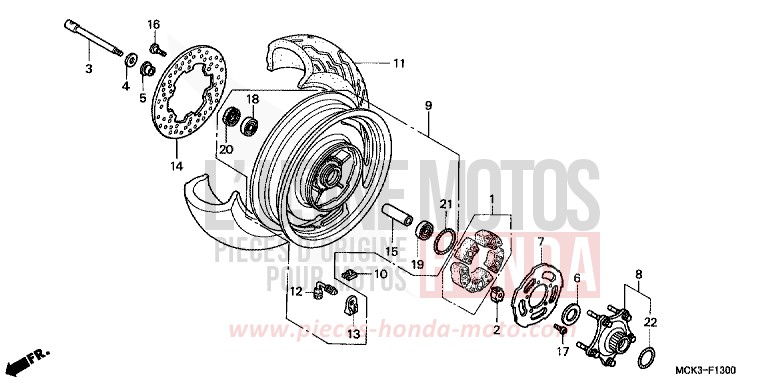 HINTERRAD von Shadow STREAM SILVER METALLIC (NH469) von 2002