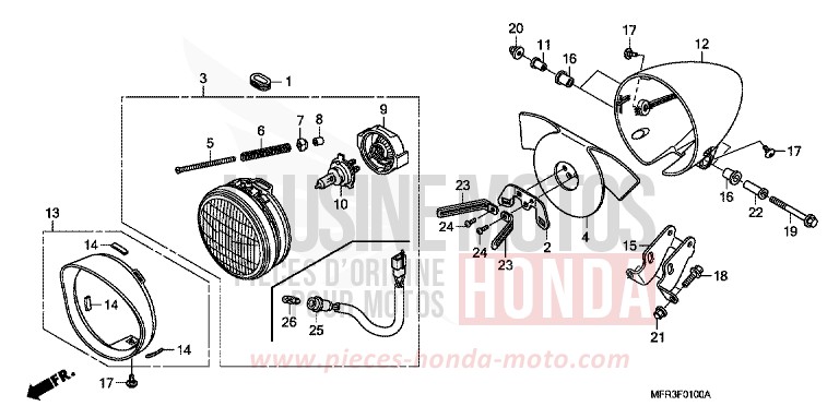 SCHEINWERFER von VT1300CX GRAPHITE BLACK (NHB01) von 2010