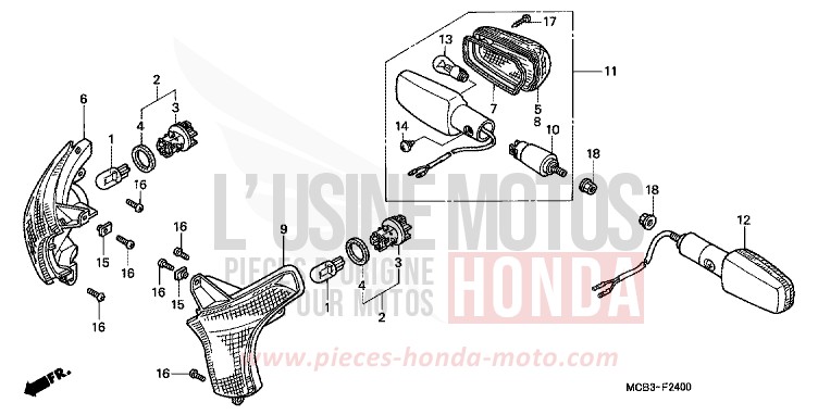 BLINKER von Transalp CYNOS GRAY METALLIC (NH400) von 2001