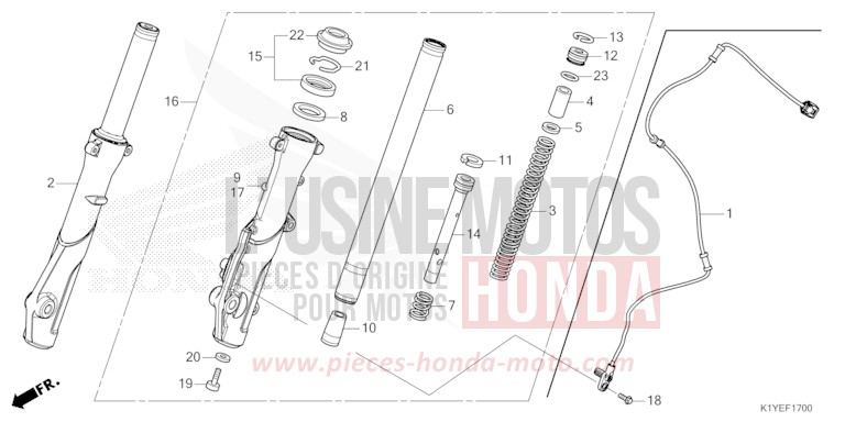 GABEL, VORNE von PCX MAT METEORIC RED METALLIC (R406) von 2025