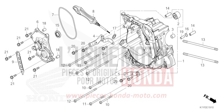 RECHTE KURBEL-GEHAEUSEHAELFTE von PCX PEARL SNOWFLAKE WHITE (NHD01) von 2025