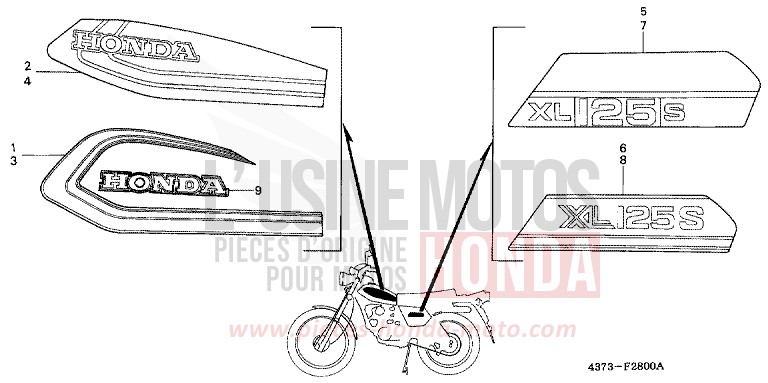 STREIFEN/EMBLEM (XL125SZ/A-CM) von XL125S FLASH RED (R119) von 1979