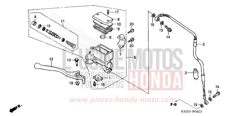 HAUPTBREMSZYLINDER, VORNE ZYLINDER von XR125L FIGHTING RED (R134) von 2006