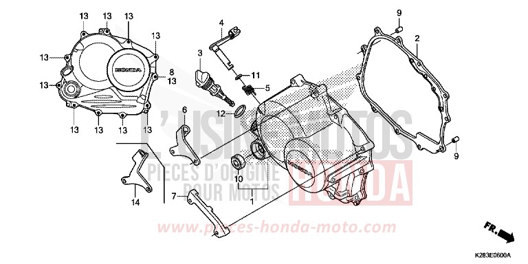 KURBELGEHAEUSEABDECKUNG von CRF125 EXTREME RED (R292) von 2014