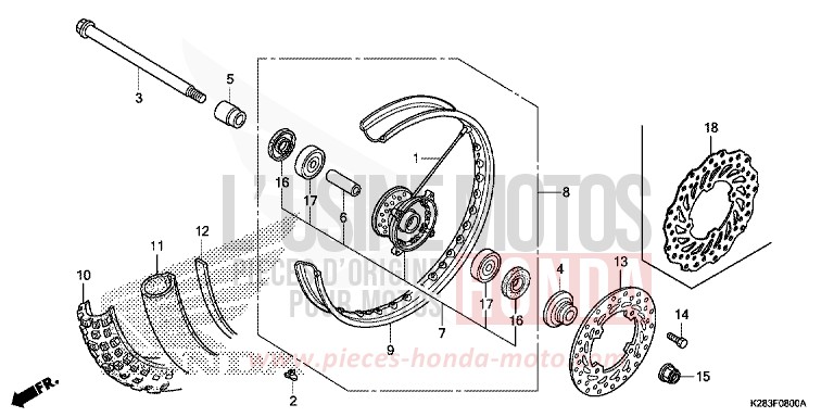 VORDERRAD von CRF125 EXTREME RED (R292) von 2014