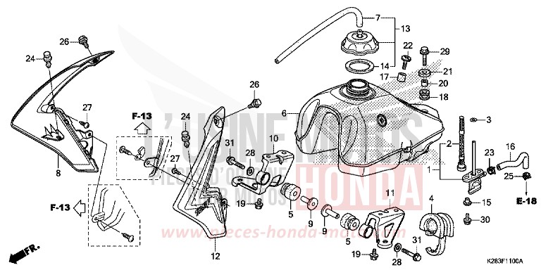 KRAFTSTOFFTANK (CRF125F/FB E/H/J) von CRF125 EXTREME RED (R292) von 2014