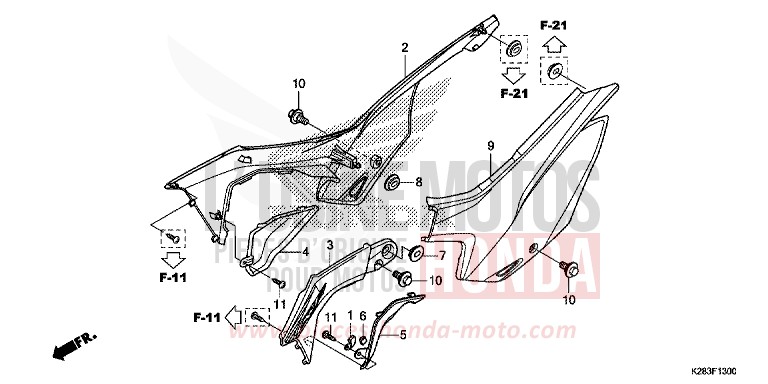 TANKVERKLEIDUNG/SEITENABDECKUNG (CRF125F/FB E/H/J) von CRF125 EXTREME RED (R292) von 2014