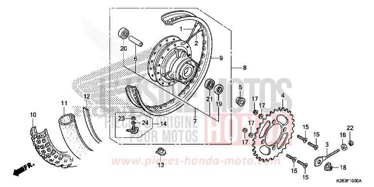 HINTERRAD von CRF125 EXTREME RED (R292) von 2019