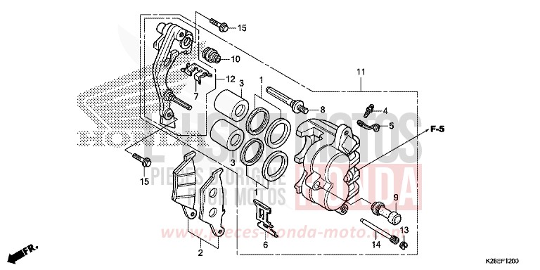VORDERRAD-BREMSSATTEL von CRF125 EXTREME RED (R292) von 2022
