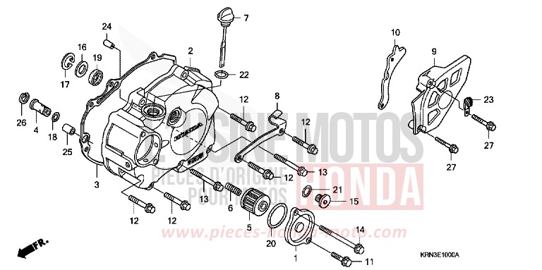 LINKER KURBELGEHAEUSEDECKEL von CRF250R EXTREME RED (R292) von 2004