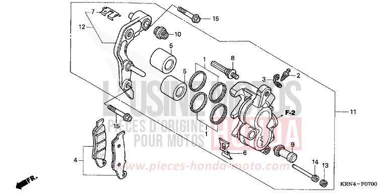 VORDERRAD-BREMSSATTEL von CRF250R EXTREME RED (R292) von 2004
