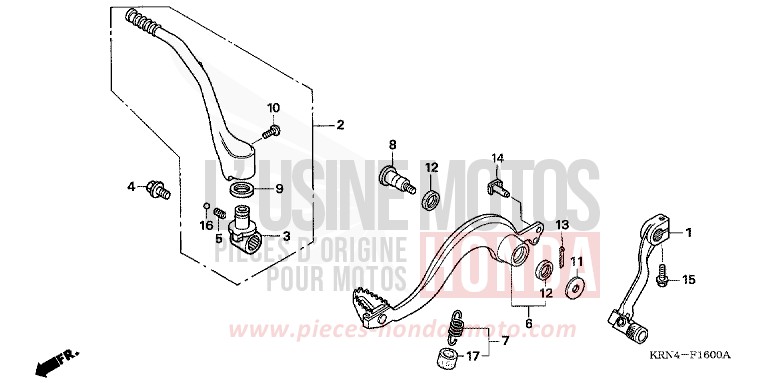 PEDAL/KICKSTARTER-ARM von CRF250R EXTREME RED (R292) von 2004