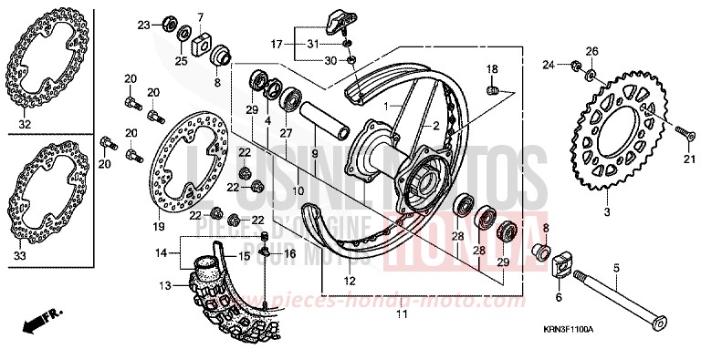 HINTERRAD von CRF250R EXTREME RED (R292) von 2005