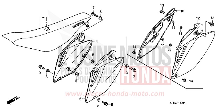 SITZ/SEITENABDECKUNG von CRF250R EXTREME RED (R292) von 2008