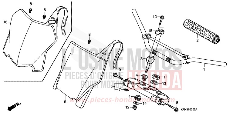 TUYAU DE GUIDON/PONT SUPERIEUR von CRF250R NOIR (NH1) von 2009