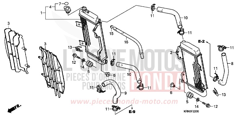 RADIATEUR von CRF250R NOIR (NH1) von 2009