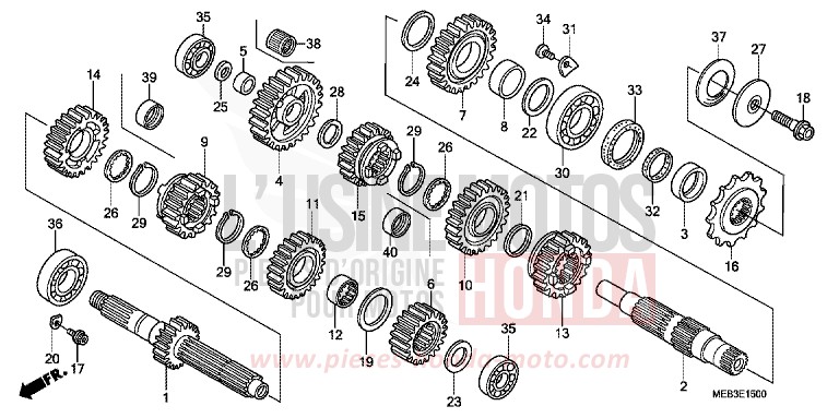 GETRIEBE von CRF450R EXPLOSION RED (R254) von 2002