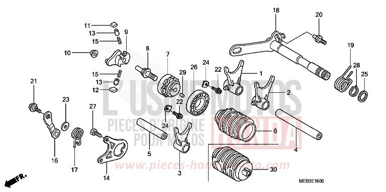 SCHALTWALZE von CRF450R EXPLOSION RED (R254) von 2002
