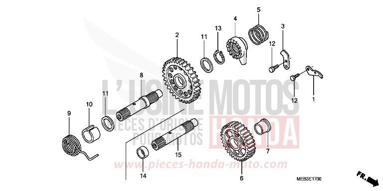 KICKSTARTERSPINDEL von CRF450R EXPLOSION RED (R254) von 2002