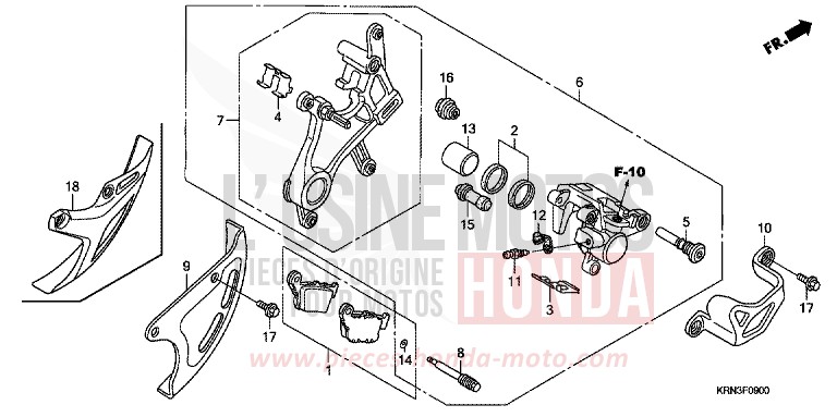 HINTERRAD-BREMSSATTEL von CRF250R EXTREME RED (R292) von 2009