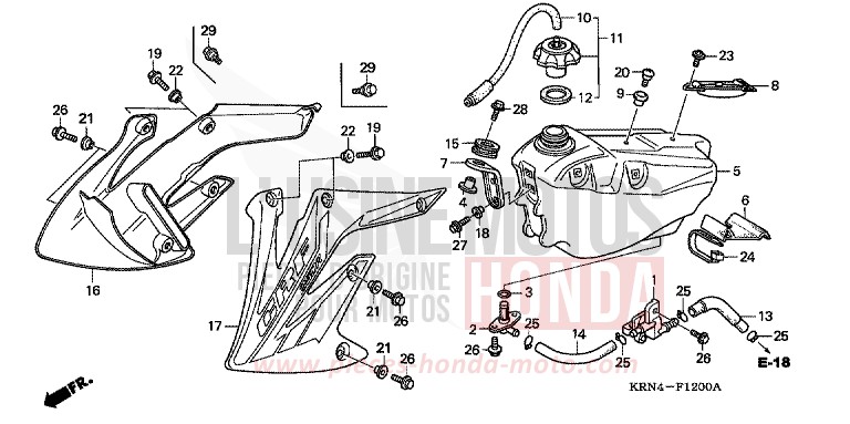 KRAFTSTOFFTANK von CRF250R EXTREME RED (R292) von 2009