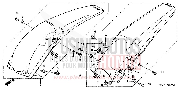 KOTFLUEGEL, HINTEN von CRF250R EXTREME RED (R292) von 2009