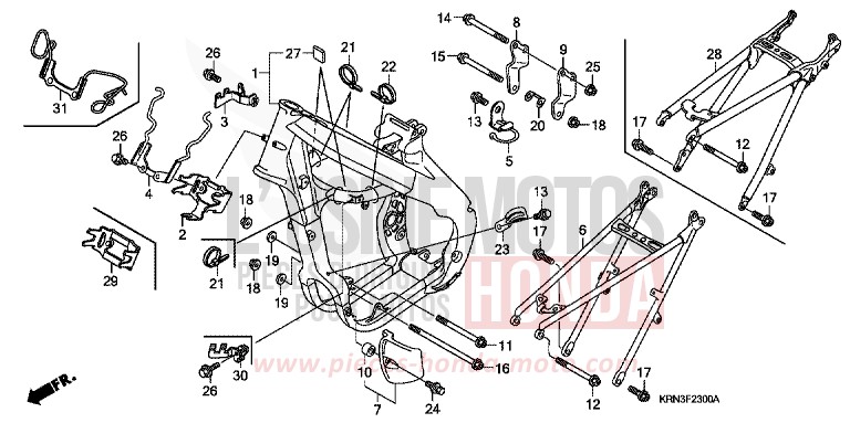 RAHMENKOERPER von CRF250R EXTREME RED (R292) von 2009