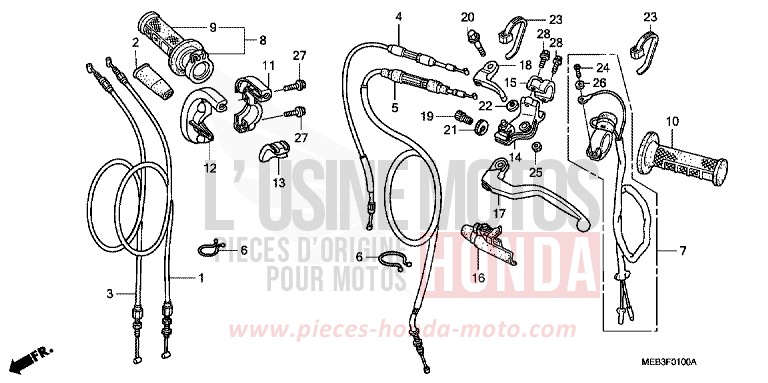HEBELGRIFF/SCHALTER/KABEL (CRF450R2,3) von CRF450R EXPLOSION RED (R254) von 2002