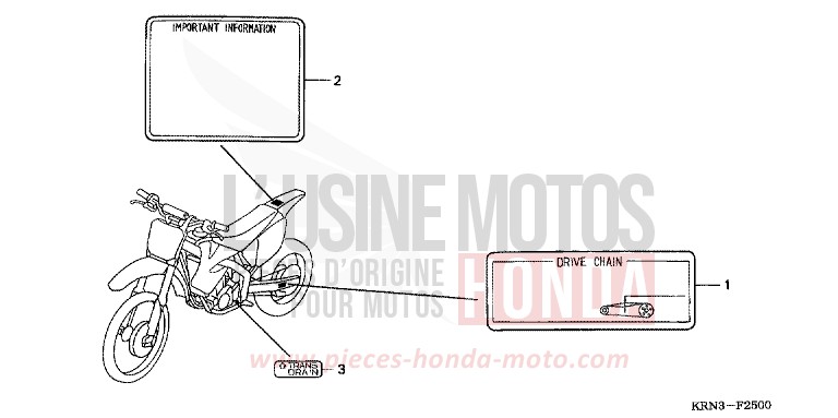 WARNETIKETT von CRF250R EXTREME RED (R292) von 2009