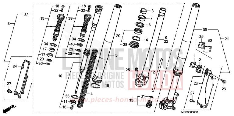 GABEL, VORNE von CRF450R EXPLOSION RED (R254) von 2002
