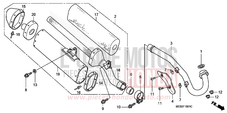ABGAS-SCHALLDAEMPFER (CRF450R2-ED/U) von CRF450R EXPLOSION RED (R254) von 2002
