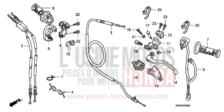 HEBELGRIFF/SCHALTER/KABEL von CRF250R EXTREME RED (R292) von 2010