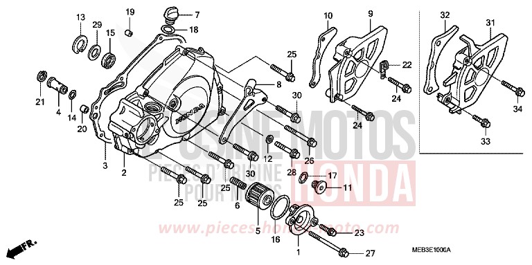 LINKER KURBELGEHAEUSEDECKEL von CRF450R EXPLOSION RED (R254) von 2003