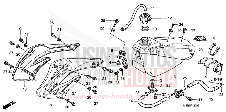 KRAFTSTOFFTANK (CRF450R2,3,4) von CRF450R EXPLOSION RED (R254) von 2003