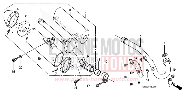 ABGAS-SCHALLDAEMPFER (CRF450R3-ED/U) von CRF450R EXPLOSION RED (R254) von 2003
