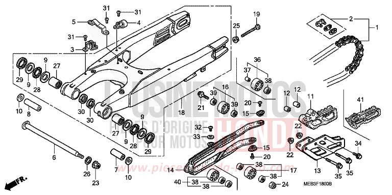 SCHWINGE von CRF450R EXPLOSION RED (R254) von 2003