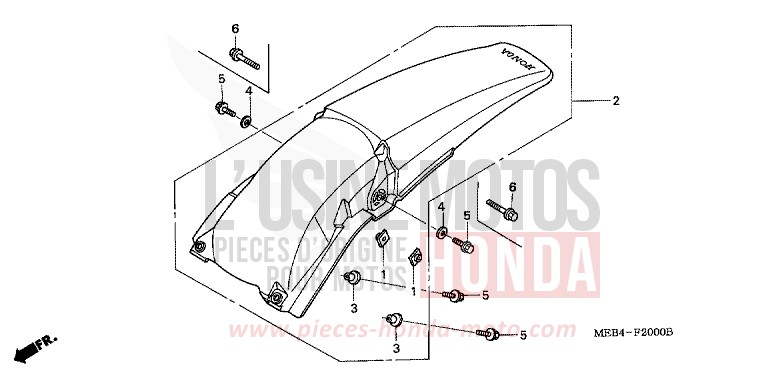 KOTFLUEGEL, HINTEN von CRF450R EXPLOSION RED (R254) von 2003