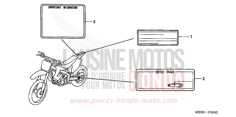 WARNETIKETT von CRF450R EXPLOSION RED (R254) von 2003