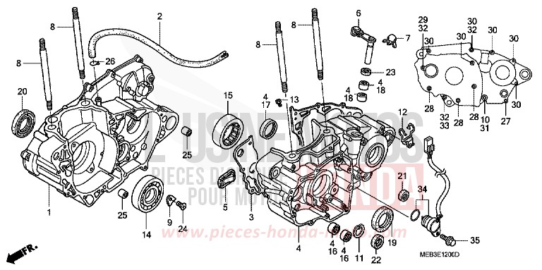 KURBELGEHAEUSE von CRF450R EXTREME RED (R292) von 2004