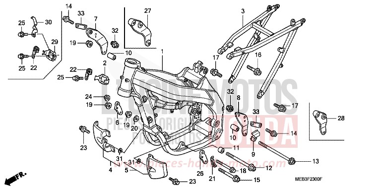 RAHMENKOERPER (CRF450R2,3,4) von CRF450R EXTREME RED (R292) von 2004