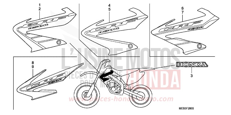 MARKE (CRF450R2,3,4,5) von CRF450R EXTREME RED (R292) von 2004