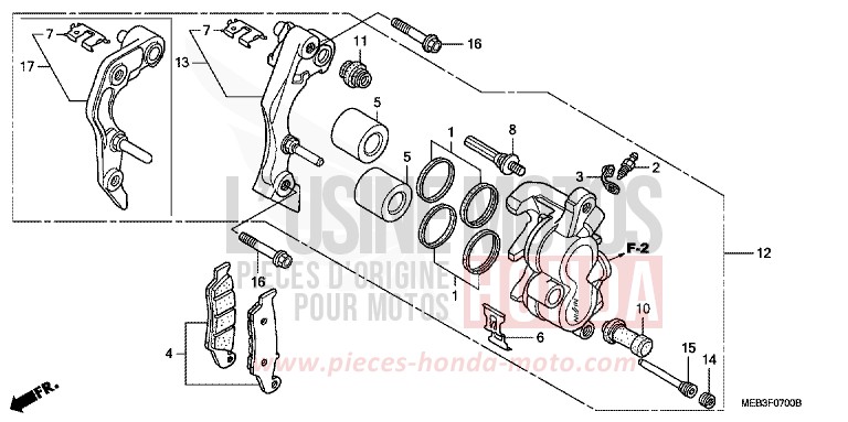 VORDERRAD-BREMSSATTEL von CRF450R EXTREME RED (R292) von 2007