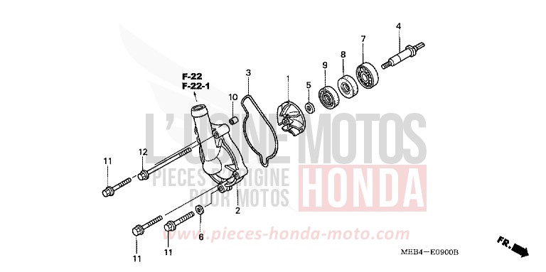 WASSERPUMPE von CRF450R EXTREME RED (R292) von 2008
