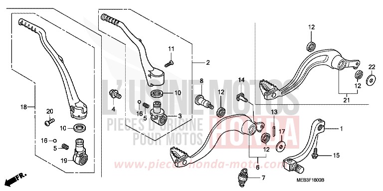 PEDAL/KICKSTARTER-ARM von CRF450R EXTREME RED (R292) von 2008
