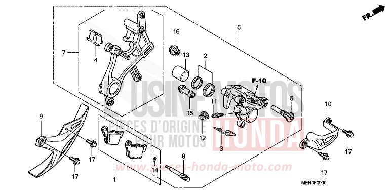HINTERRAD-BREMSSATTEL von CRF450R EXTREME RED (R292) von 2009