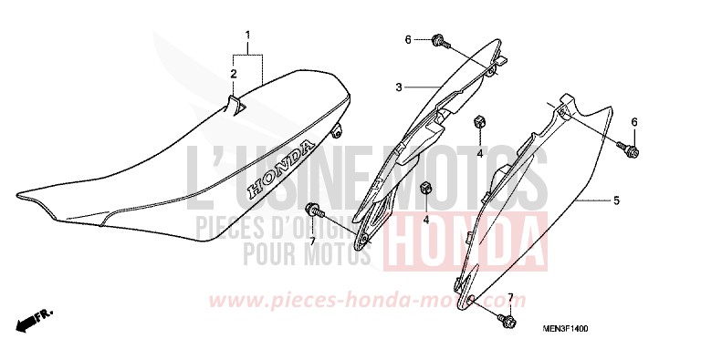 SITZ/SEITENABDECKUNG von CRF450R EXTREME RED (R292) von 2009