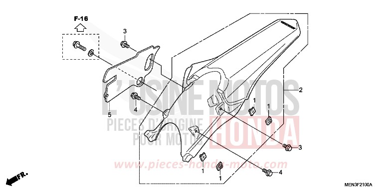 KOTFLUEGEL, HINTEN von CRF450R EXTREME RED (R292) von 2009