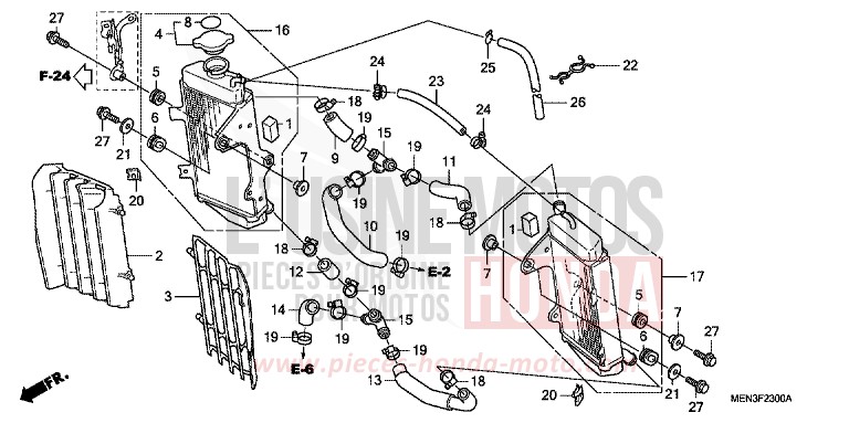 KUEHLER von CRF450R EXTREME RED (R292) von 2009