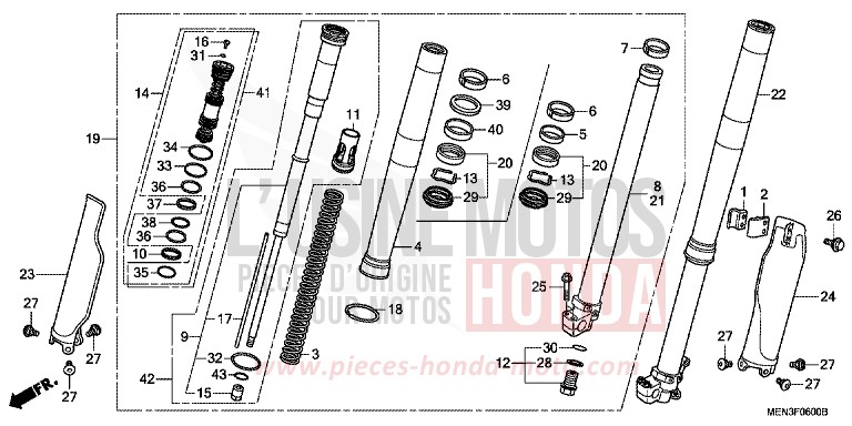 GABEL, VORNE von CRF450R EXTREME RED (R292) von 2010